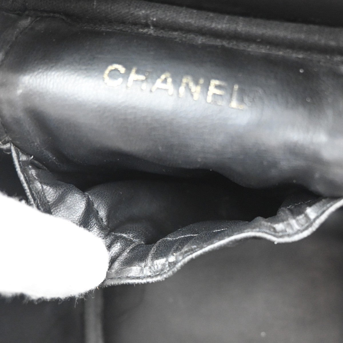 Chanel Vintage Timeless Cosmetic Case Caviar, Black, Leather, Handbag