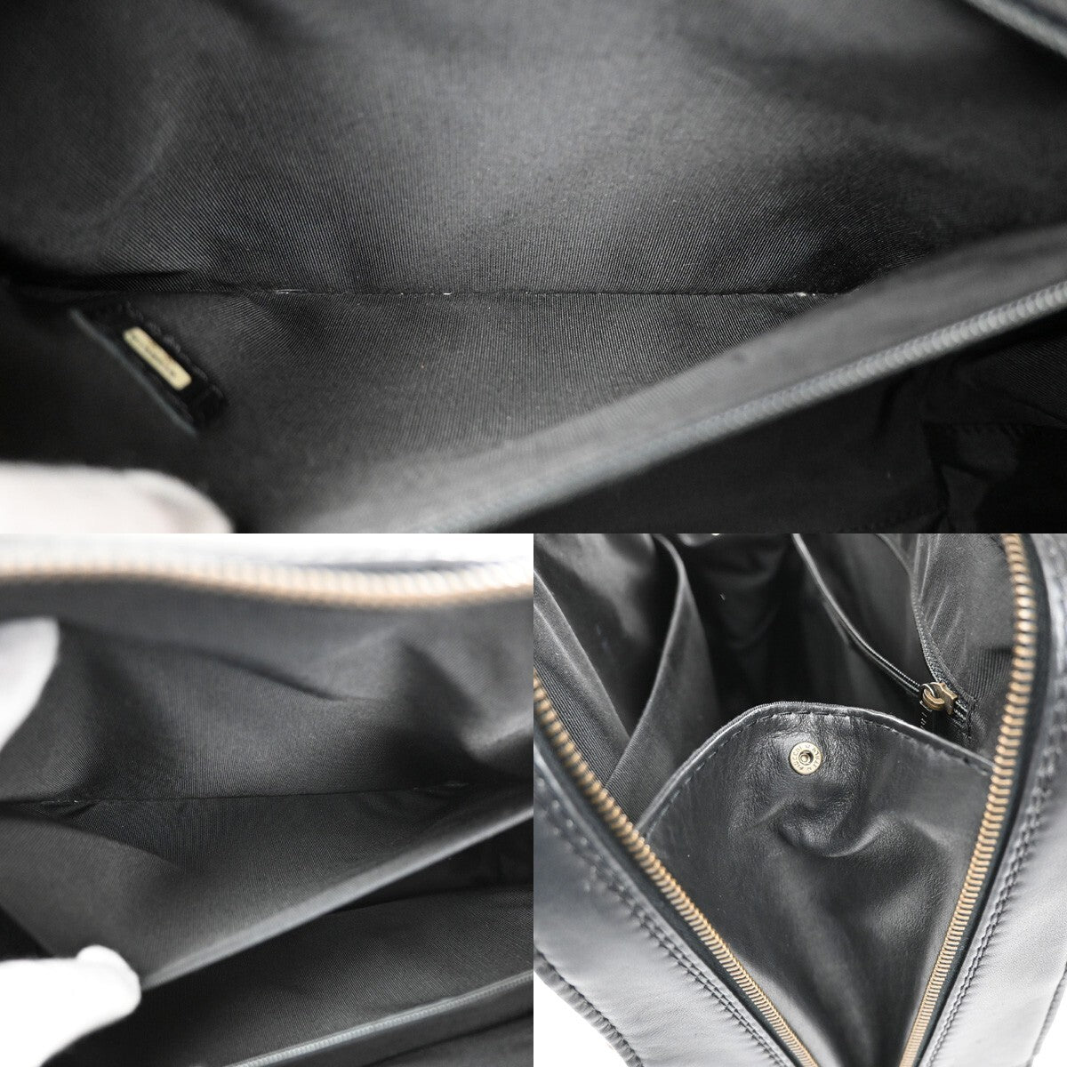 Chanel Surpique Zip Around Satchel Quilted Leather, BLACK, LEATHER, Tote bag