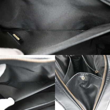 Chanel Surpique Zip Around Satchel Quilted Leather, BLACK, LEATHER, Tote bag