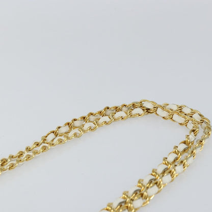 Bally Vintage Chain Shoulder Bag Quilted Leather, WHITE, LEATHER, Shoulder bag