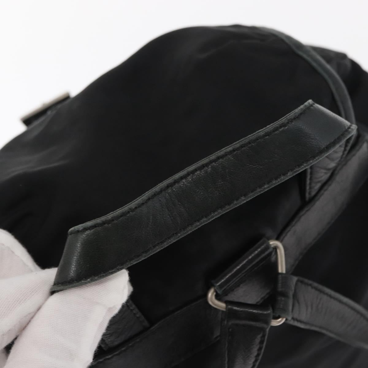 Prada Vela Double Front Pocket Backpack Tessuto with Saffiano Leather, BLACK, NYLON, Backpack