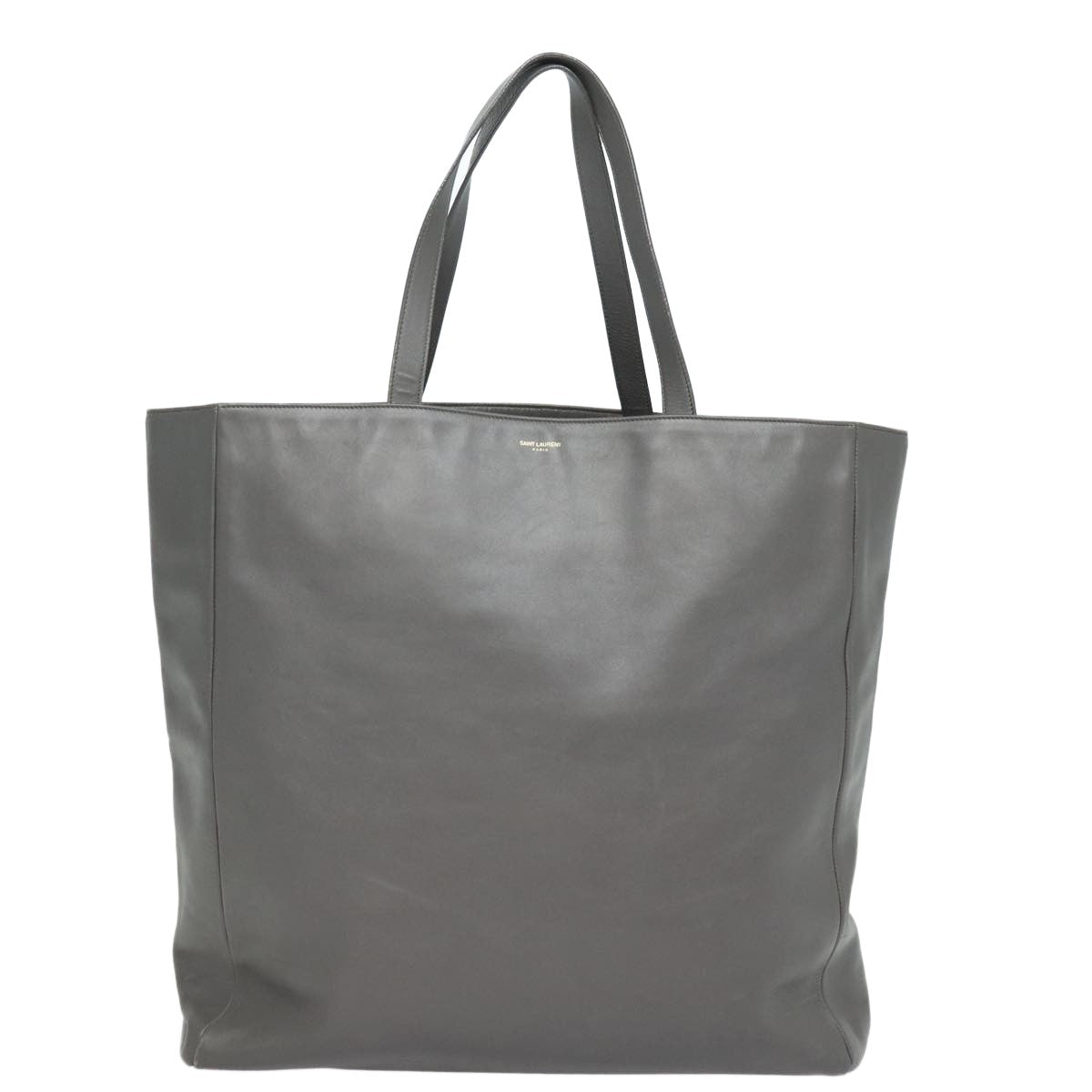 Saint Laurent Shopper Tote Leather, GRAY, LEATHER, Tote bag