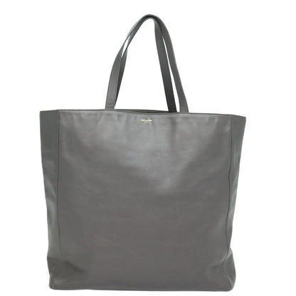 Saint Laurent Shopper Tote Leather, GRAY, LEATHER, Tote bag