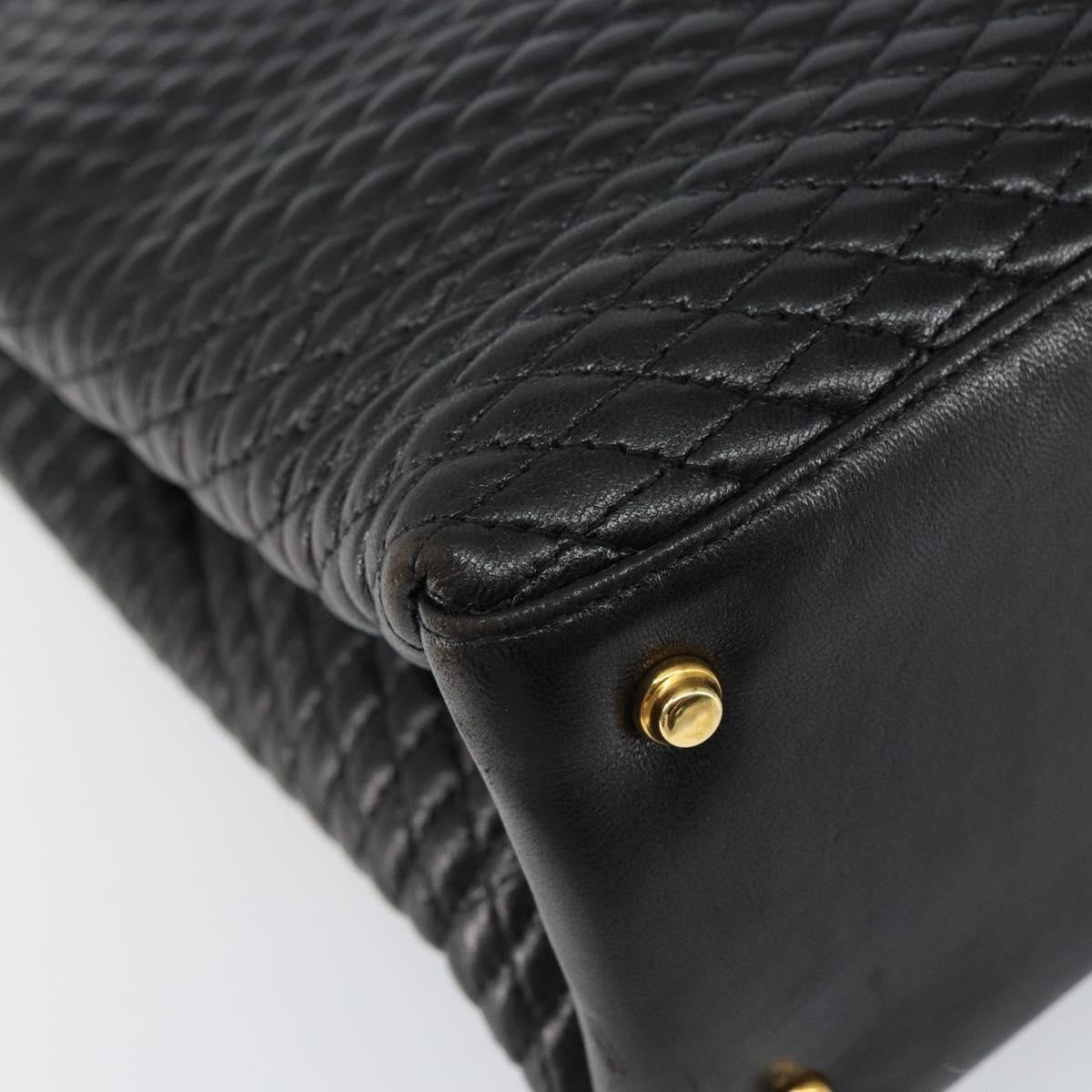 Bally Vintage Handbag Quilted Leather, BLACK, LEATHER, Handbag