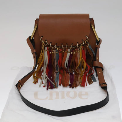 Chloe Multicolor Fringe Hudson Bag Leather, BROWN, LEATHER, Crossbody bag