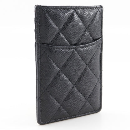 Chanel CC Card Case Quilted Caviar, BLACK, LEATHER, Card Holders