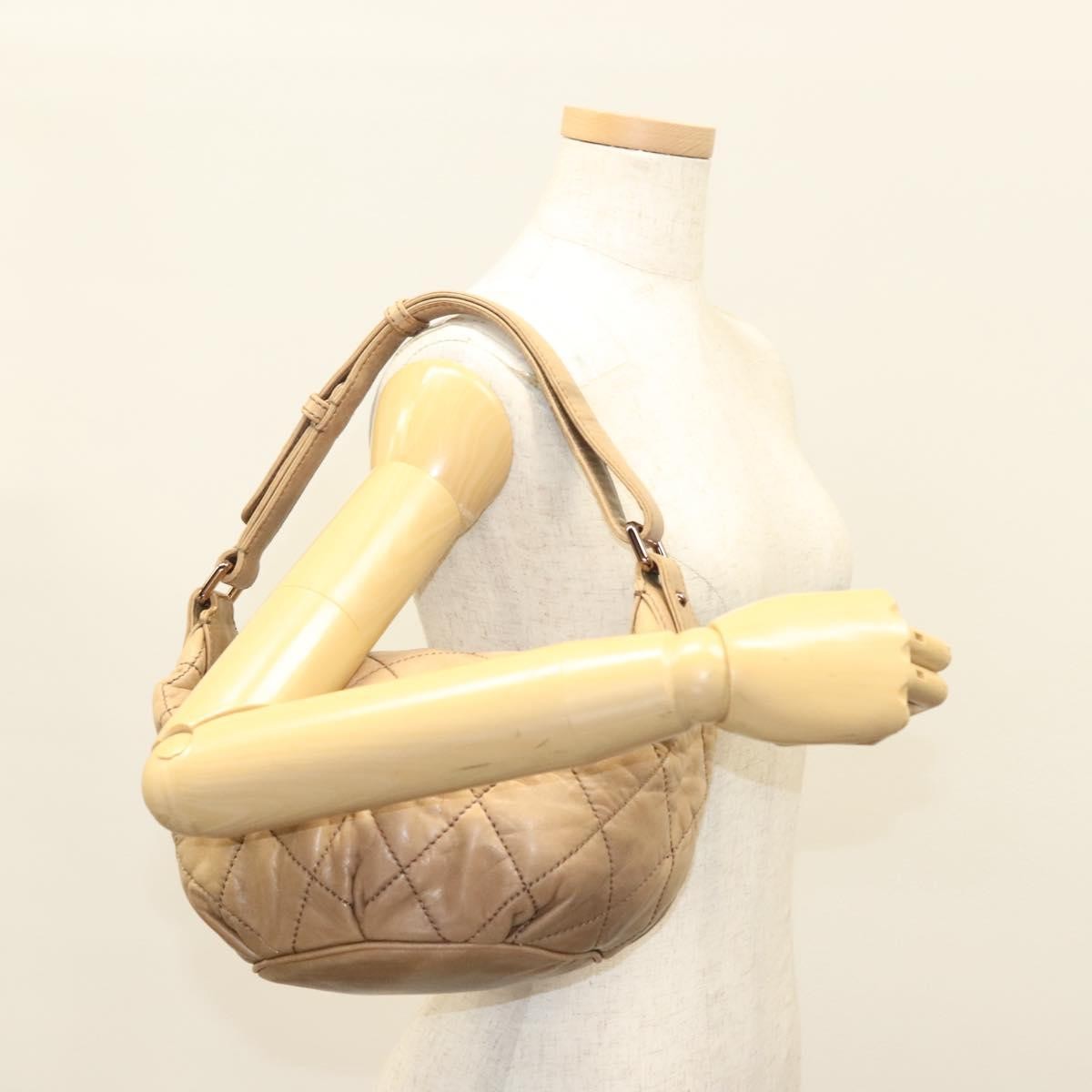 Chanel Vintage Wild Stitch Zip Shoulder Bag Quilted Lambskin, BROWN, LEATHER, Shoulder bag