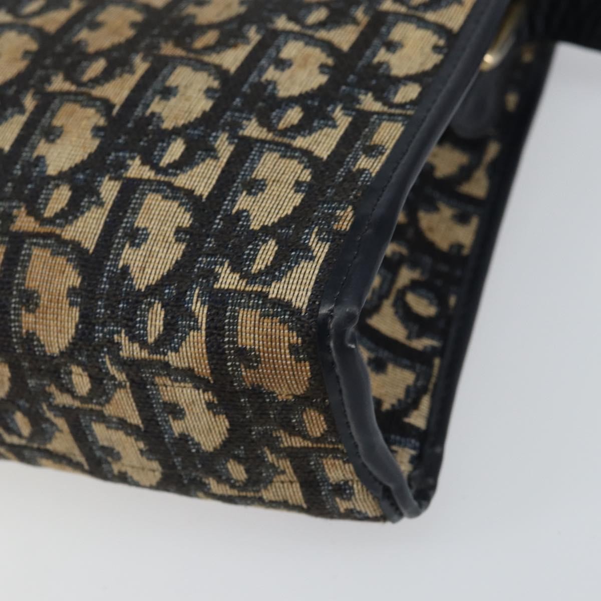Christian Dior Vintage Trotter Shoulder Bag Canvas, NAVY, CANVAS, Shoulder bag