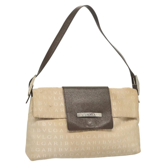 Bvlgari B.Zero1 Logomania Bag Canvas with Leather, BEIGE, CANVAS, Shoulder bag
