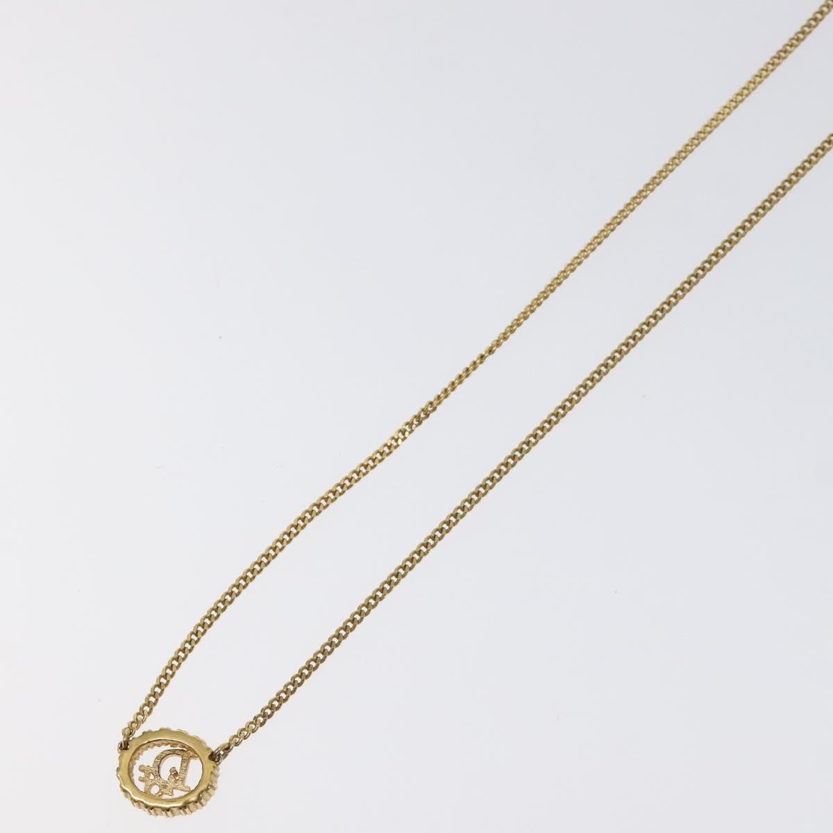 Christian Dior Vintage Logo Round Pendant Necklace Metal, GOLD, METAL, Necklace
