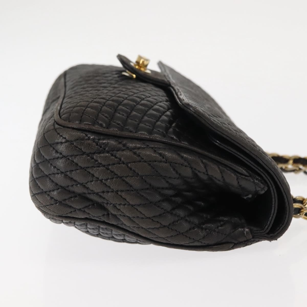 Bally Vintage Chain Shoulder Bag Quilted Leather, BLACK, LEATHER, Shoulder bag