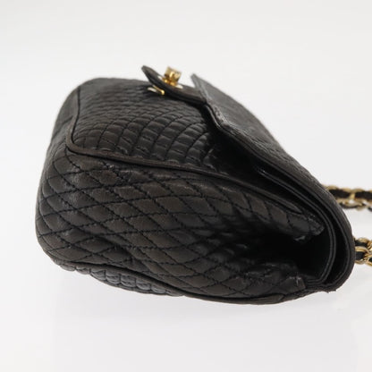 Bally Vintage Chain Shoulder Bag Quilted Leather, BLACK, LEATHER, Shoulder bag