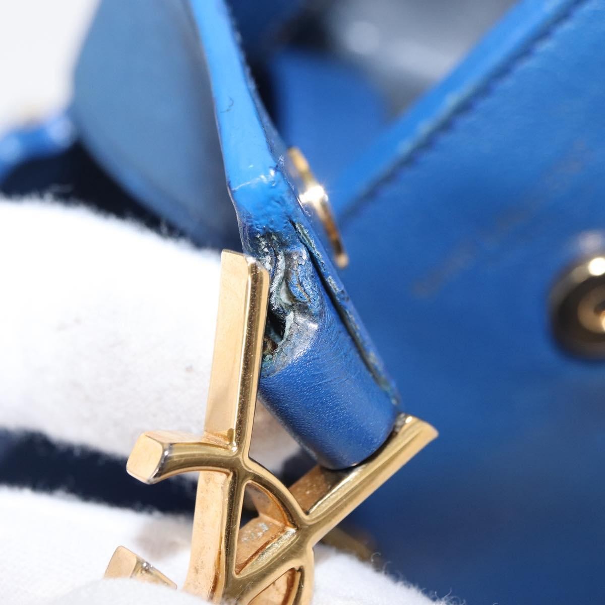 Saint Laurent Monogram Cabas Leather, BLUE, LEATHER, Handbag