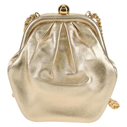 Chanel Vintage Timeless Kisslock Coin Purse Leather, GOLD, LEATHER, Shoulder bag