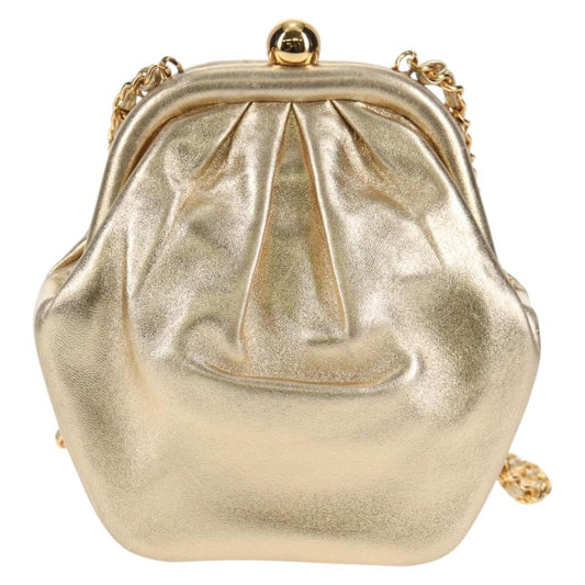 Chanel Vintage Timeless Kisslock Coin Purse Leather, GOLD, LEATHER, Shoulder bag