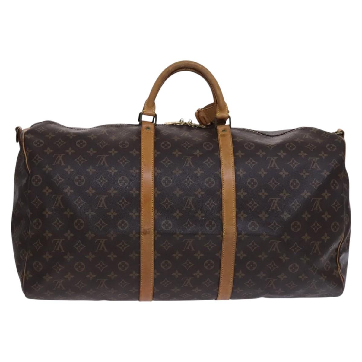 Louis Vuitton Keepall Bandouliere Bag Monogram Canvas, BROWN, CANVAS, Travel bag