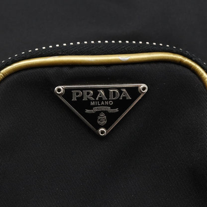 Prada Duet Drawstring Bucket Bag Tessuto, Black, Nylon, Handbag