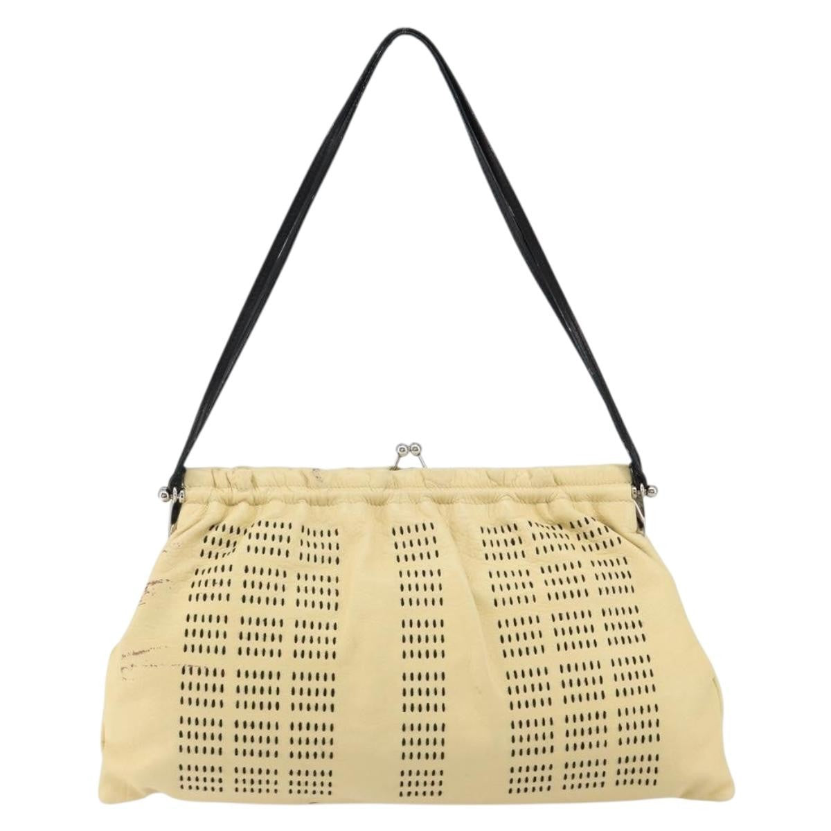 Miu Miu Kisslock Frame Top Handle Bag Leather, BEIGE, LEATHER, Shoulder bag