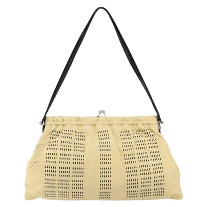 Miu Miu Kisslock Frame Top Handle Bag Leather, BEIGE, LEATHER, Shoulder bag