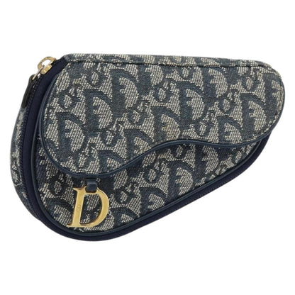 Christian Dior Vintage Saddle Coin Purse Diorissimo Canvas, NAVY, CANVAS, Clutche & pouche