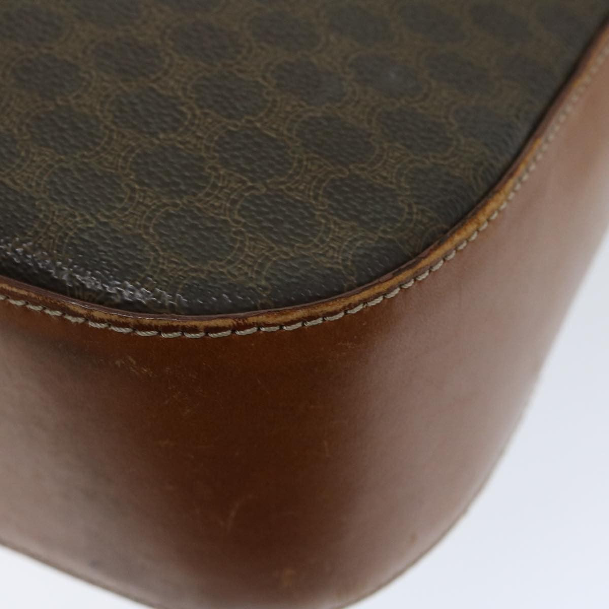 Celine Vintage Convertible Macadam Turnlock Shoulder Bag Canvas and Leather, BROWN, CANVAS, Shoulder bag