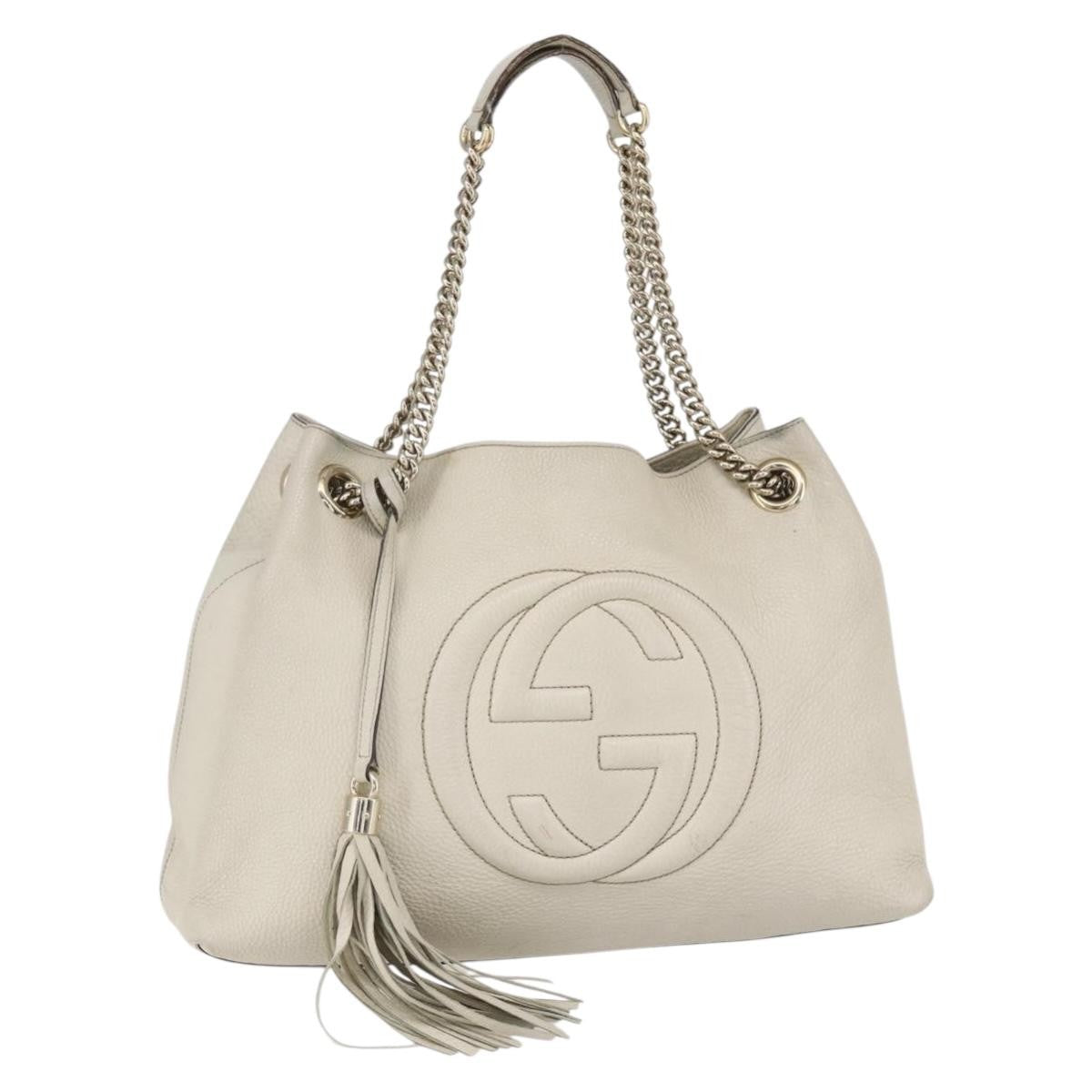 Gucci Soho Chain Strap Shoulder Bag Leather, WHITE, LEATHER, Shoulder bag