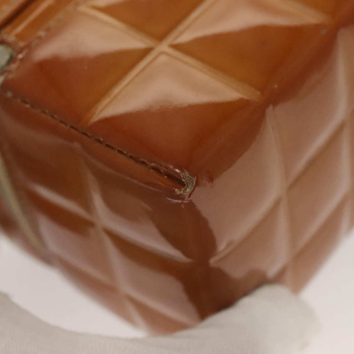 Chanel Rubiks Cube Wristlet Quilted Patent, BROWN, PATENT_LEATHER, Clutche & pouche