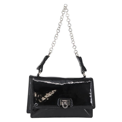 Salvatore Ferragamo Gancini Chain Shoulder bag Patent leather, BLACK, PATENT_LEATHER, Shoulder bag