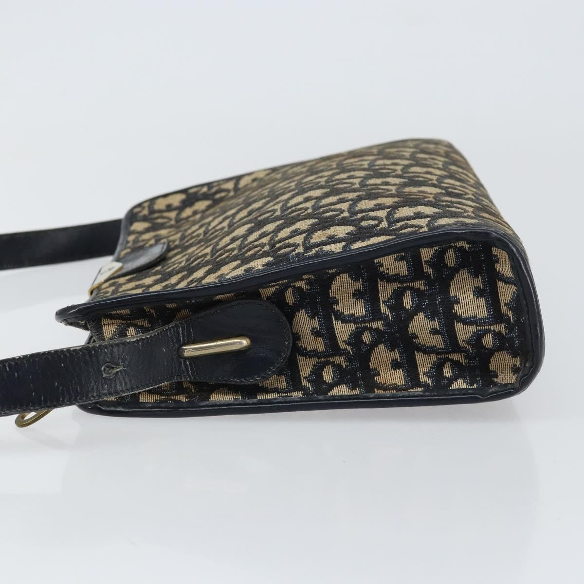 Christian Dior Vintage Trotter Shoulder Bag Canvas, NAVY, CANVAS, Shoulder bag
