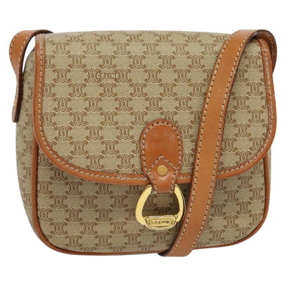 Celine Vintage Macadam Shoulder Bag Canvas, BEIGE, CANVAS, Shoulder bag