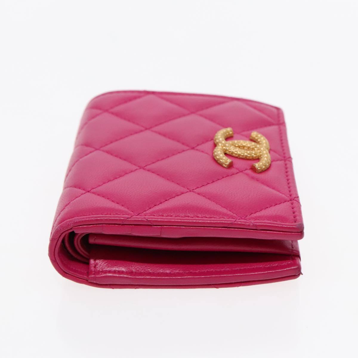 Chanel Textured CC Bifold Wallet Quilted Caviar, PINK, LEATHER, Wallets