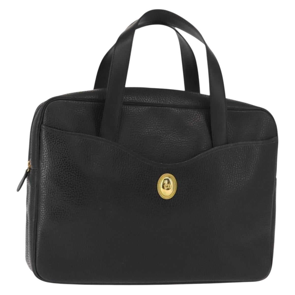 Christian Dior Vintage CD Handbag Leather, BLACK, LEATHER, Briefcase