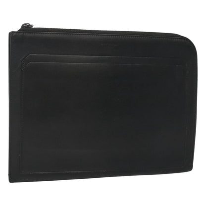 Saint Laurent Zip Pocket Pouch Leather, BLACK, LEATHER, Clutche & pouche