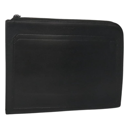 Saint Laurent Zip Pocket Pouch Leather, BLACK, LEATHER, Clutche & pouche