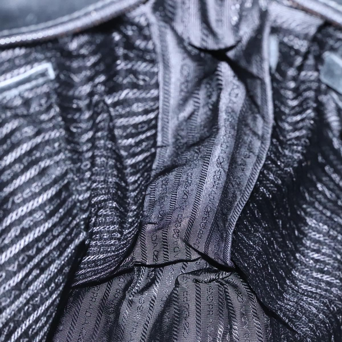 Prada Vintage Zip Handbag Tessuto, BLACK, LEATHER, Handbag