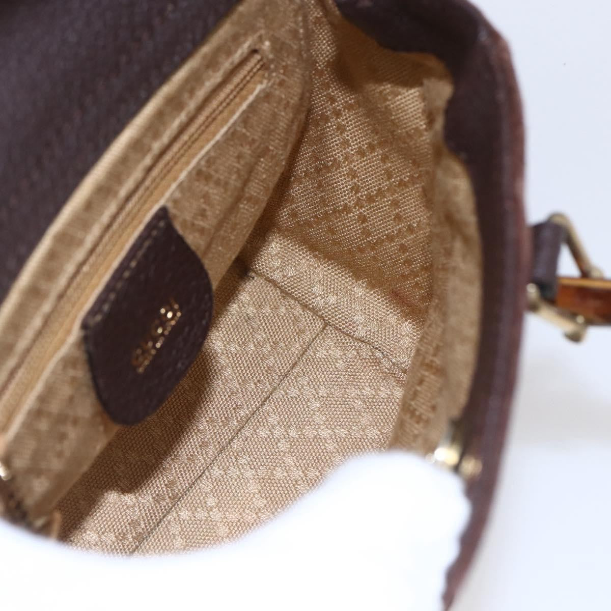 Gucci Vintage Bamboo Front Pocket Tote Suede, BROWN, SUEDE, Handbag