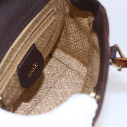 Gucci Vintage Bamboo Front Pocket Tote Suede, BROWN, SUEDE, Handbag