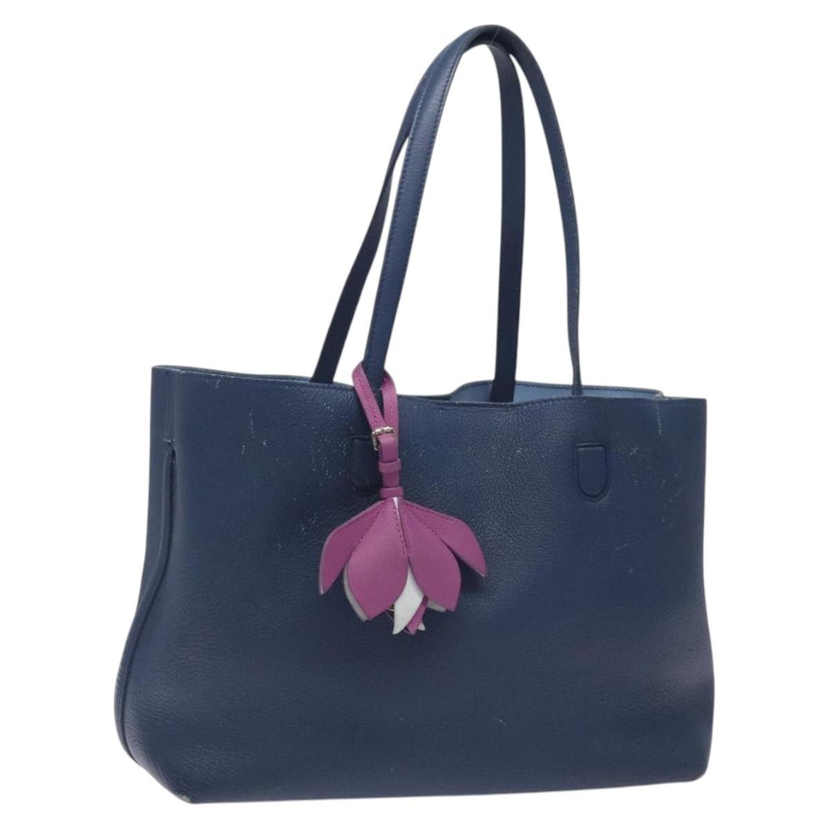 Christian Dior Blossom Handbag Leather, BLUE, LEATHER, Tote bag
