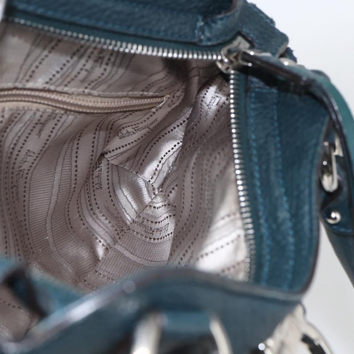 Salvatore Ferragamo Gancini handbag Leather, GREEN, LEATHER, Handbag