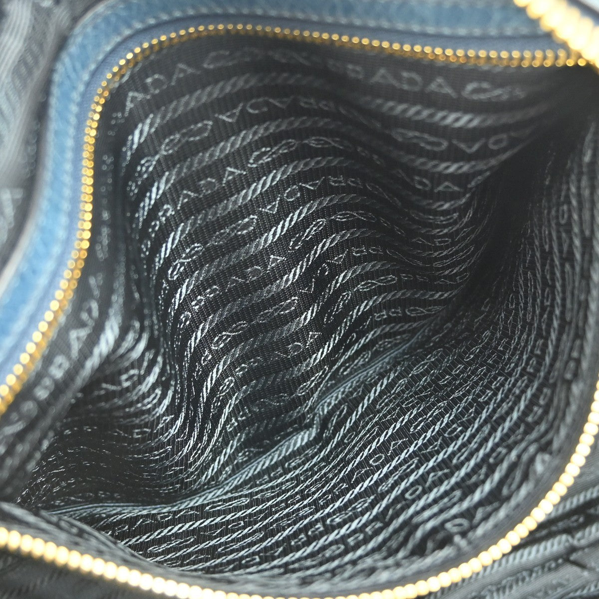 Prada Convertible Bauletto Bag Vitello Shine, BLUE, LEATHER, Handbag