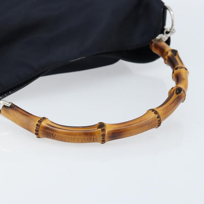 Gucci Vintage Bamboo Shoulder Bag Nylon, BLACK, NYLON, Shoulder bag