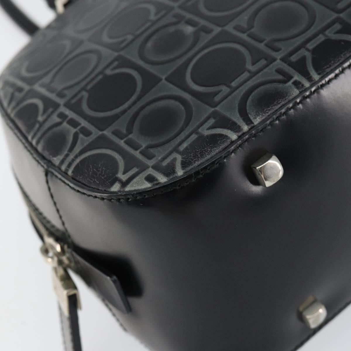 Salvatore Ferragamo Gancini handbag Leather, BLACK, LEATHER, Handbag
