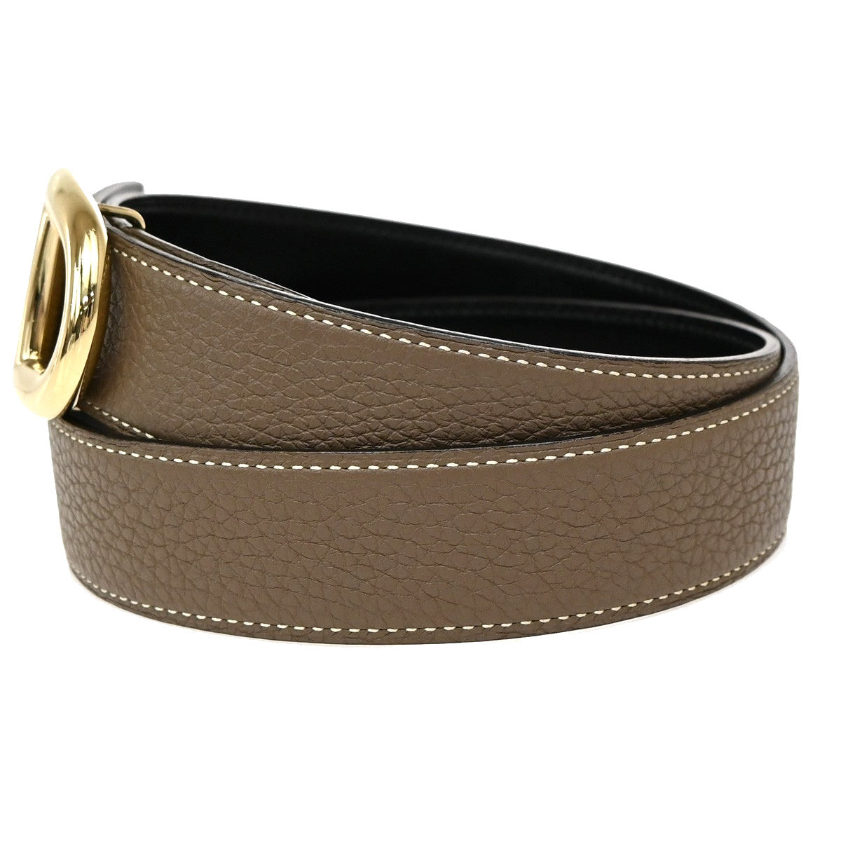 Hermes Chaine D'Ancre Reversible Belt Leather, BROWN, LEATHER, Belts