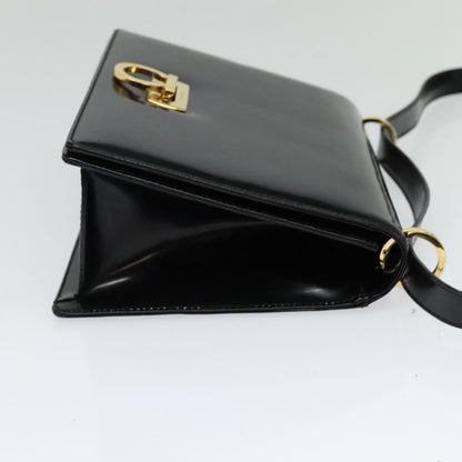 Salvatore Ferragamo Gancini Shoulder Bag Patent Leather, BLACK, PATENT_LEATHER, Shoulder bag