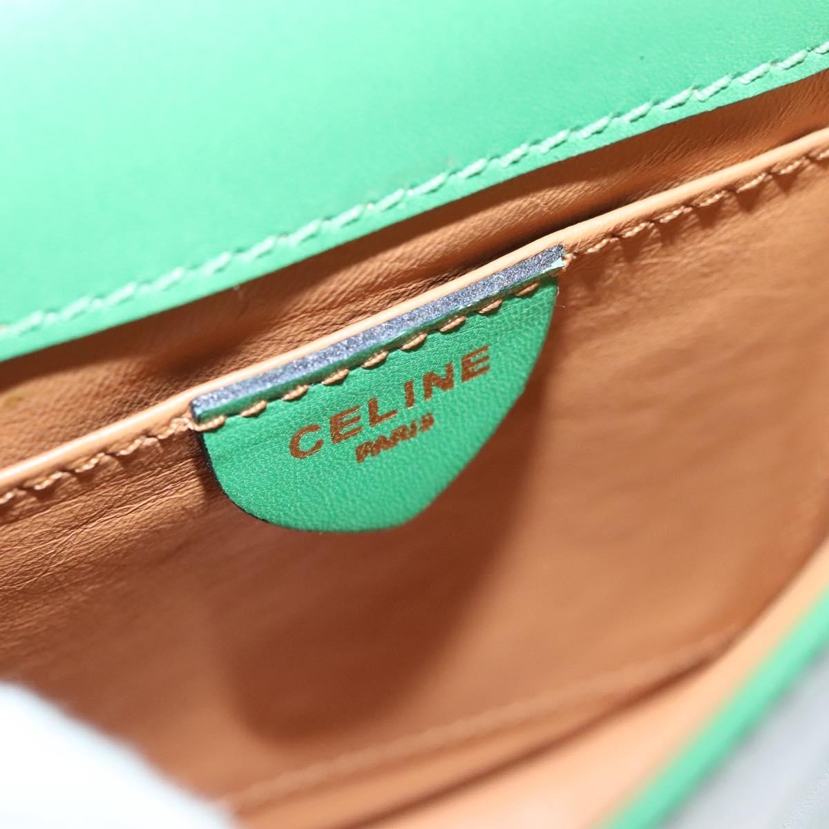 Celine Shoulder Bag Leather, GREEN, LEATHER, Shoulder bag