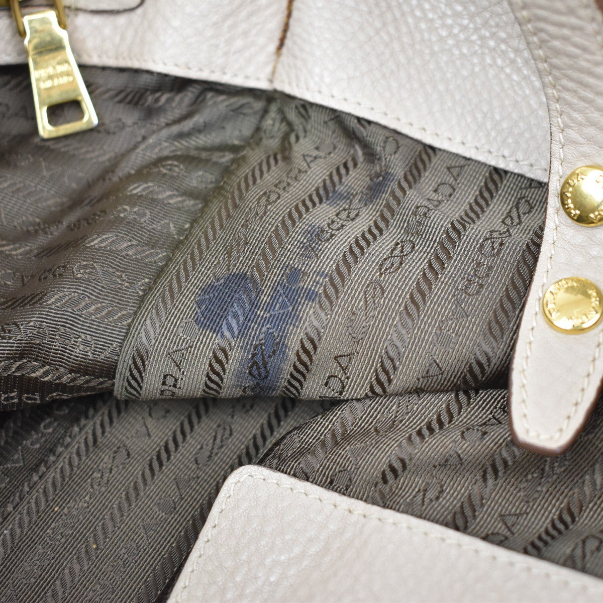 Prada Twin Shopping Tote Vitello Daino, BEIGE, LEATHER, Handbag