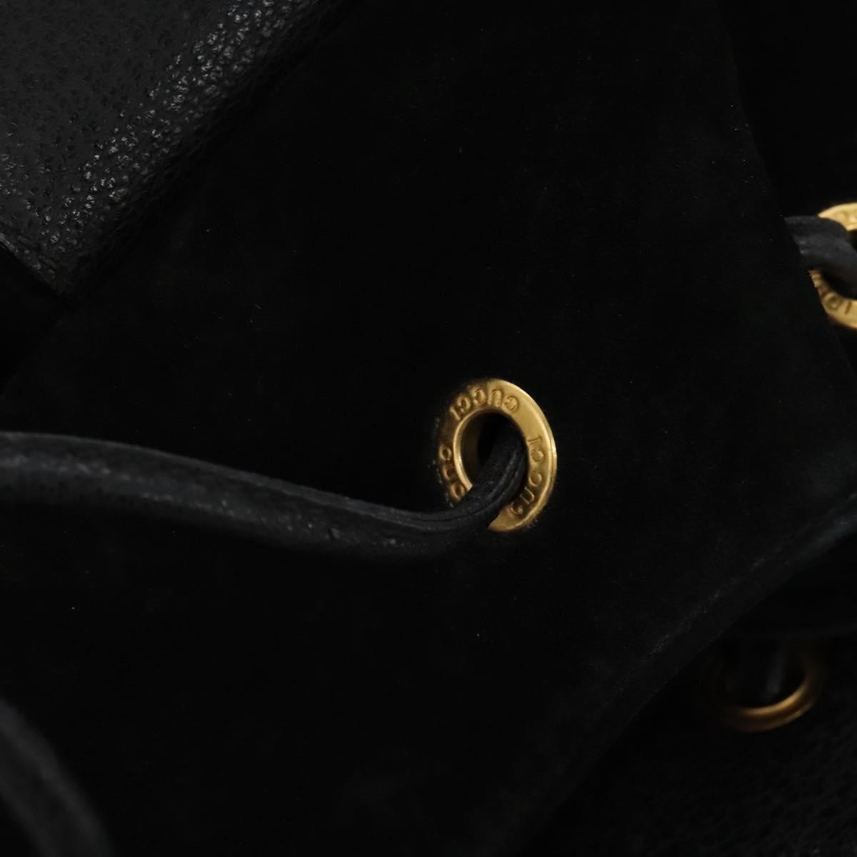 Gucci Vintage Bamboo Backpack Suede, BLACK, SUEDE, Backpack