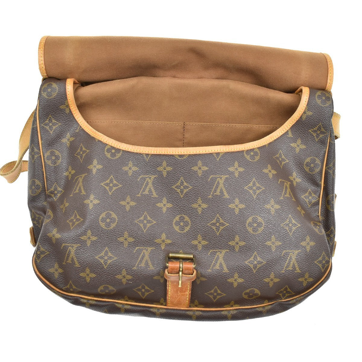 Louis Vuitton Saumur Handbag Monogram Canvas, BROWN, LEATHER, Shoulder bag
