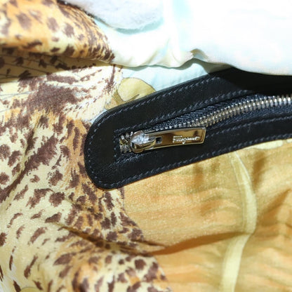 Salvatore Ferragamo Gancini Tote Canvas, BLACK, CANVAS, Tote bag