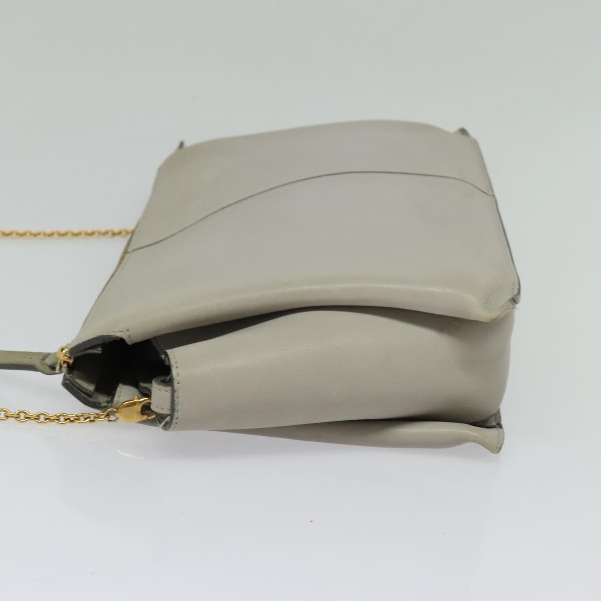Celine Tri-Fold Clutch on Chain Smooth Leather, GRAY, LEATHER, Shoulder bag